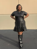 Faux leather Shirt Dress New